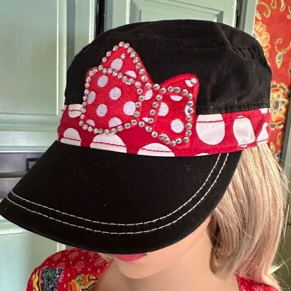 Vintage Minnie Mouse bling bow Trucker Snapback hat 1990s  Velcro adjustable - Picture 1 of 8